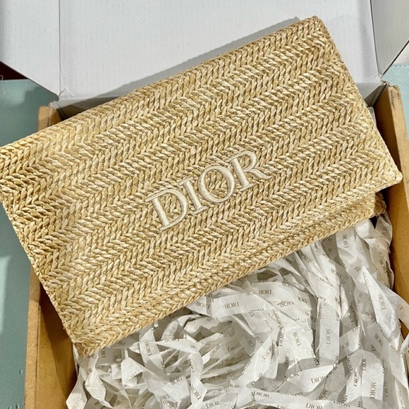 Dior Handbags - New Christian Dior Raffia/Rattan Beauty Clutch Pouch Limited Edition 2023